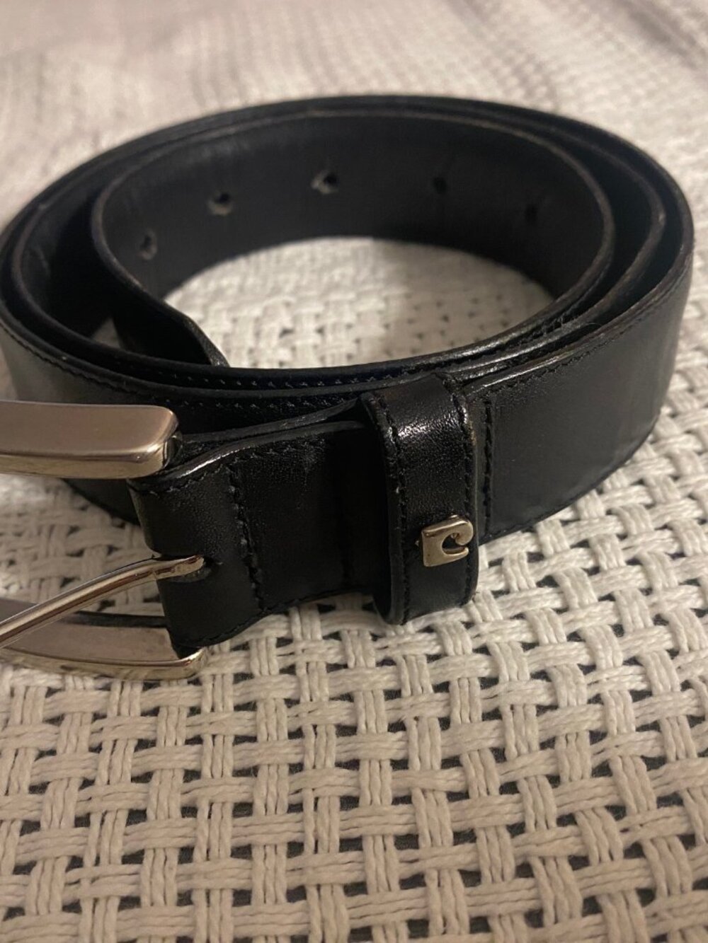 Pierre Cardin - Size 36 - Men's Black Solid Adjustable Belt with Buckle Logo